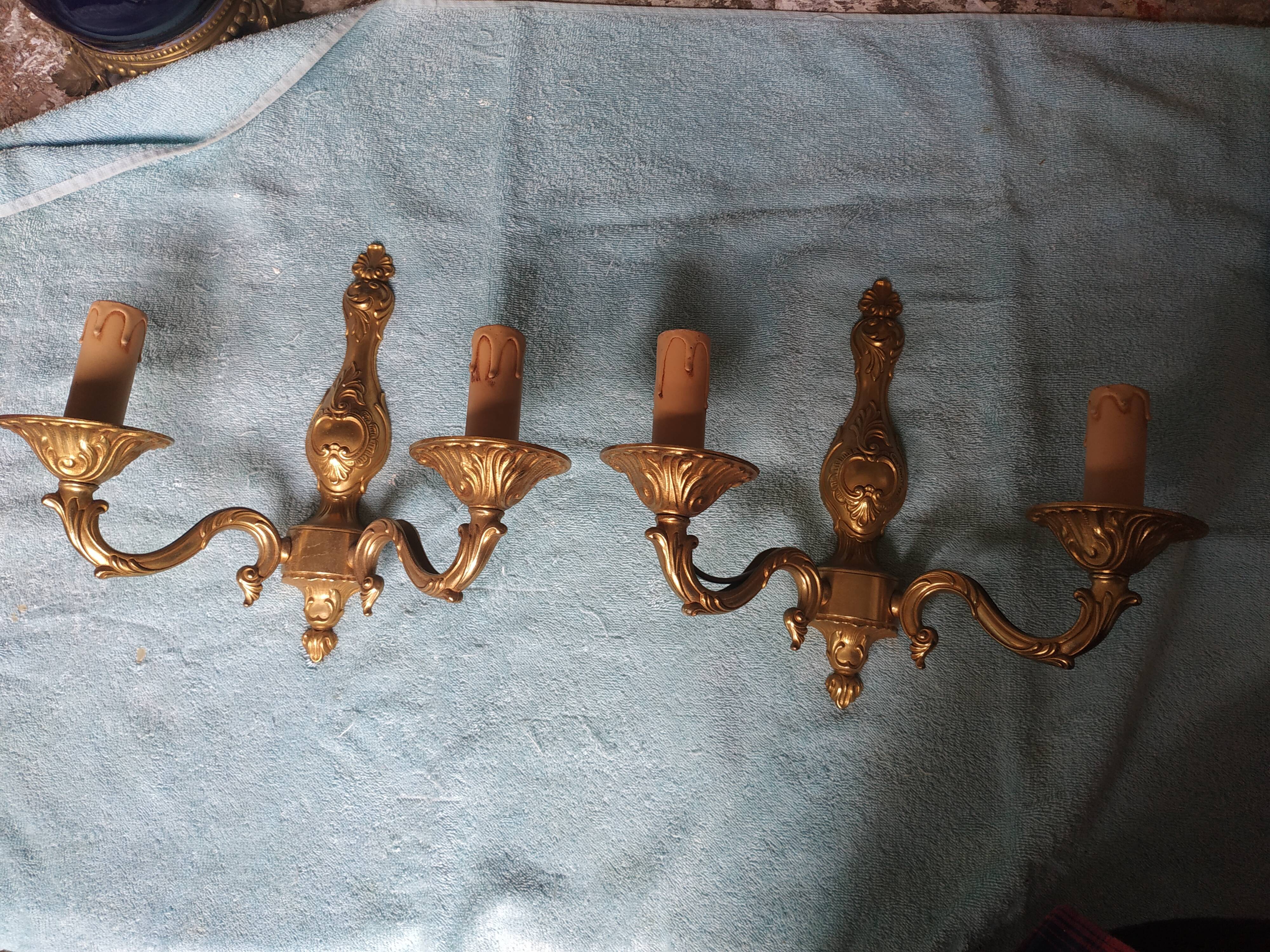 2 gilded bronze wall wall light