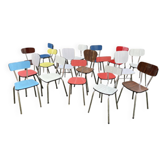Lot de 20 chaises formica dépareillées vintage 60s