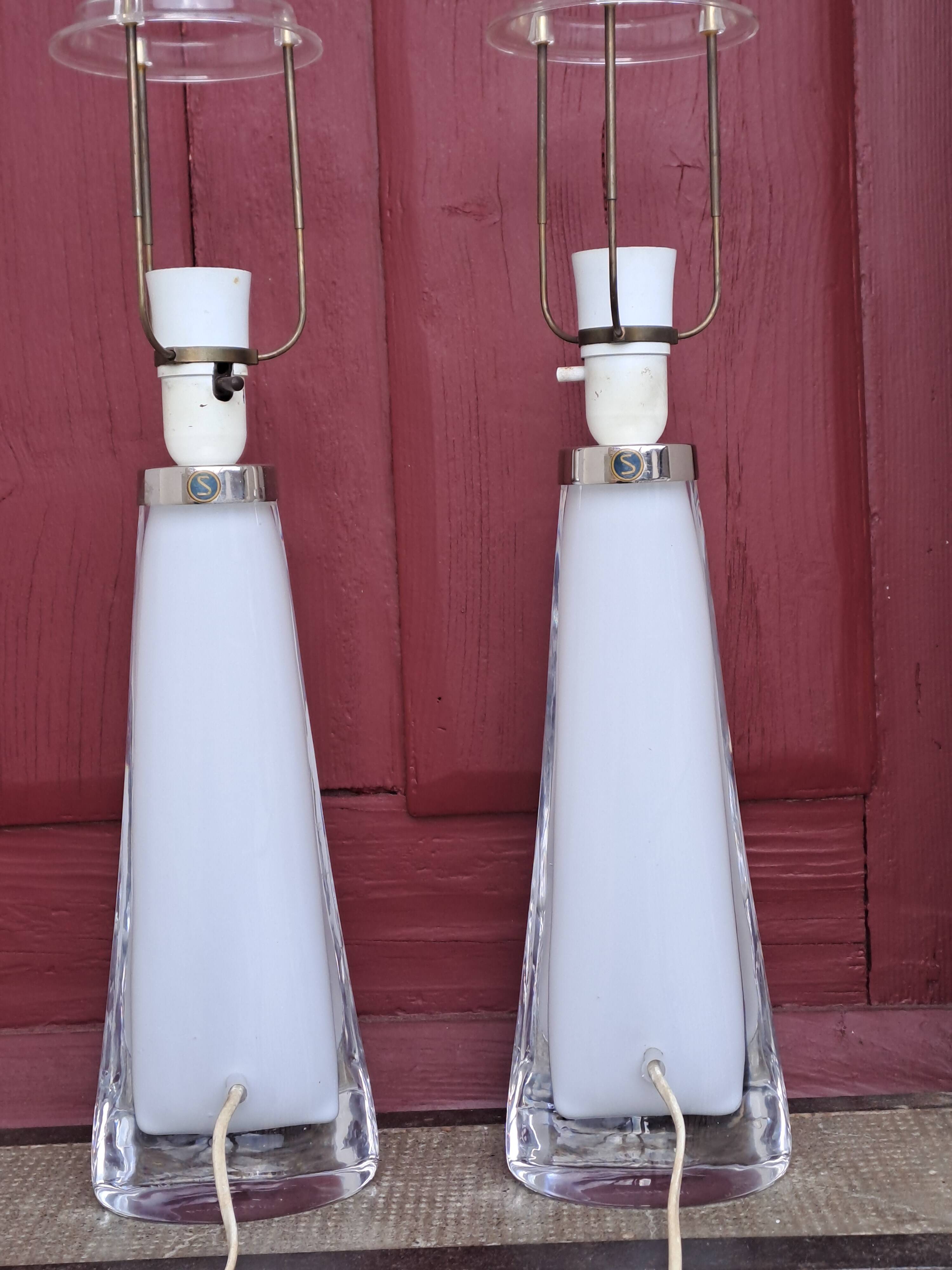 Pair of glass table lamps by Carl Fagerlund for Orrefors