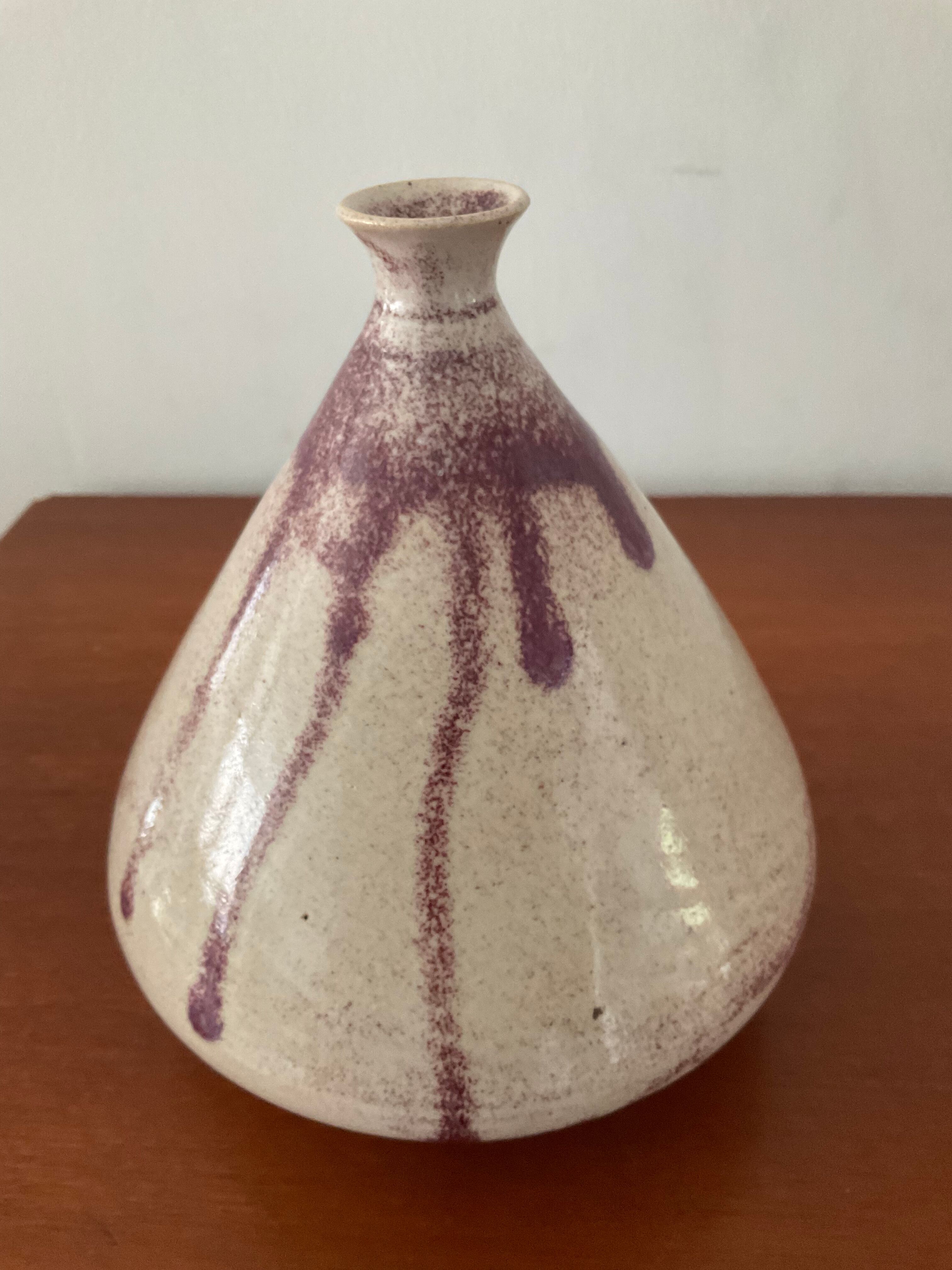Vintage sandstone vase signed