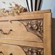Art Deco chest of drawers in raw oak with carved drawers.