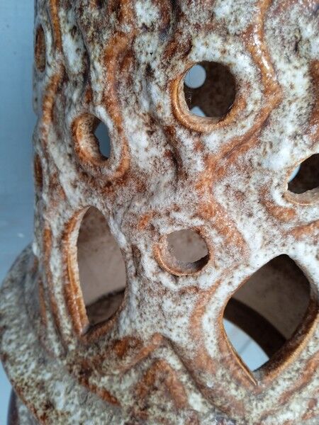 Large foot of openwork ceramic lamp ep 1960