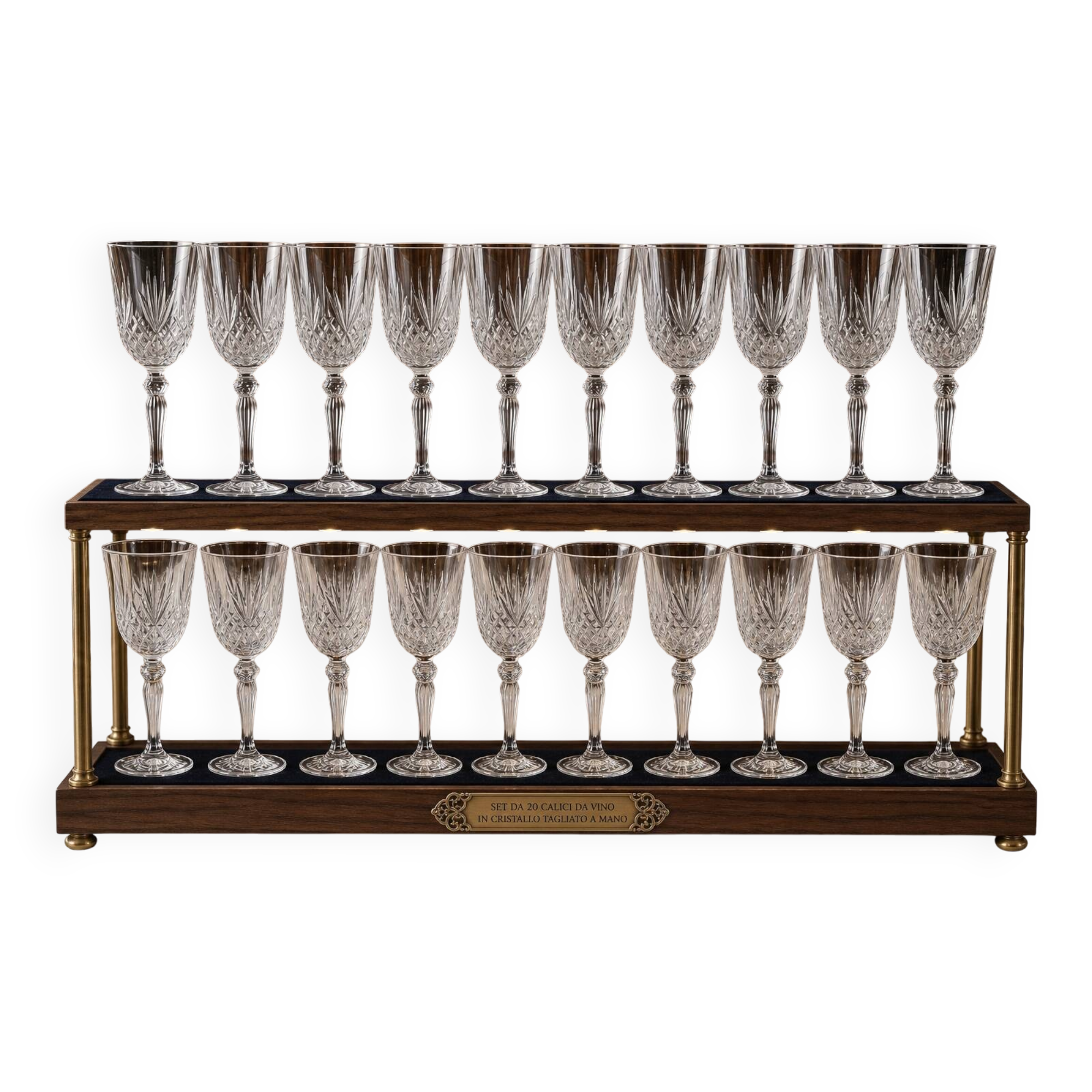 Ensemble de 20 verres en cristal taillé à la main (1985)