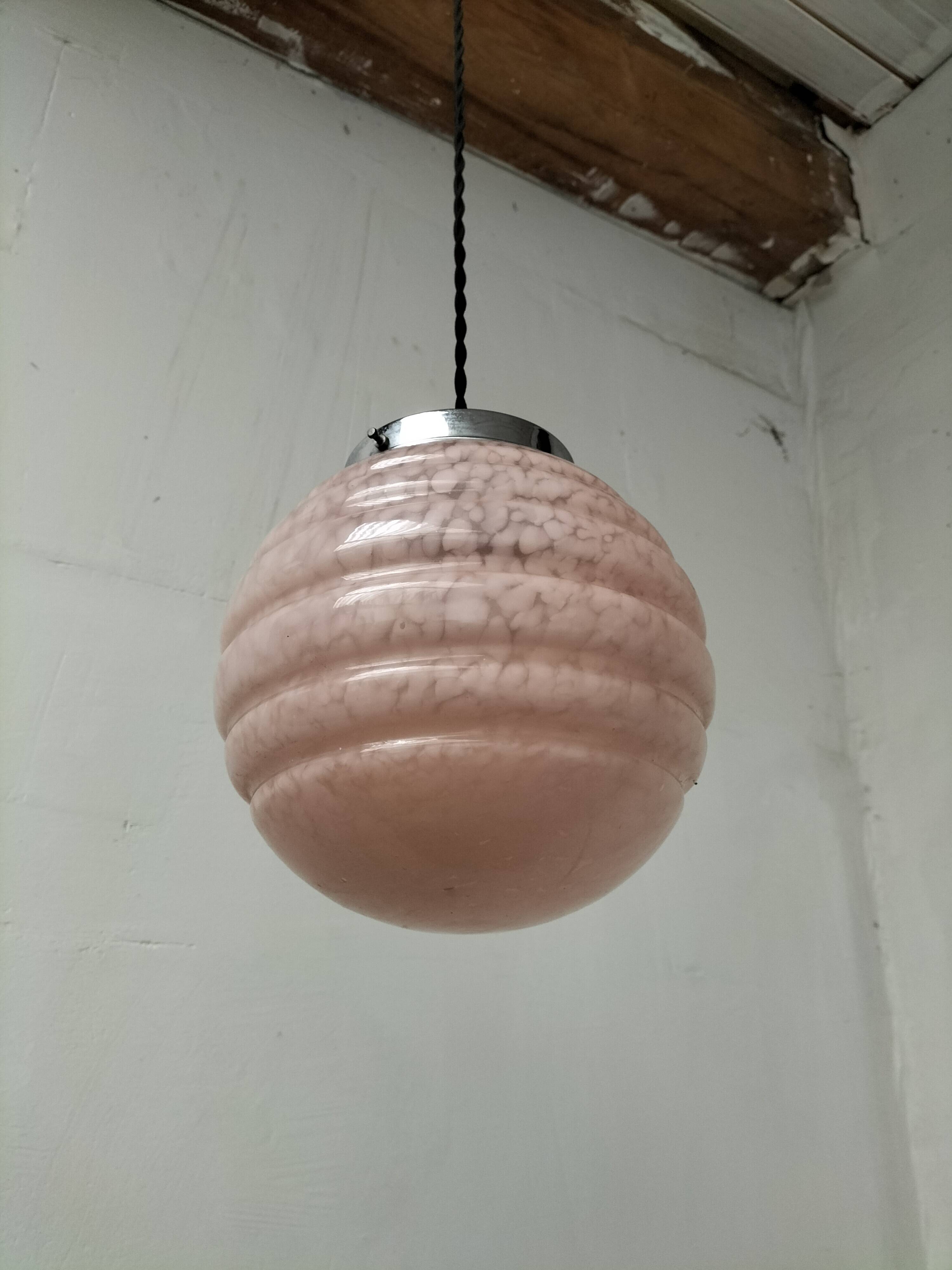 pink opaline pendant light