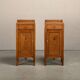 Art Deco Amsterdam School Nightstands oak wood and glass, 1930s Netherlands