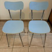 Pair of vintage sky blue Formica chairs – 1950s/60s Peugeot