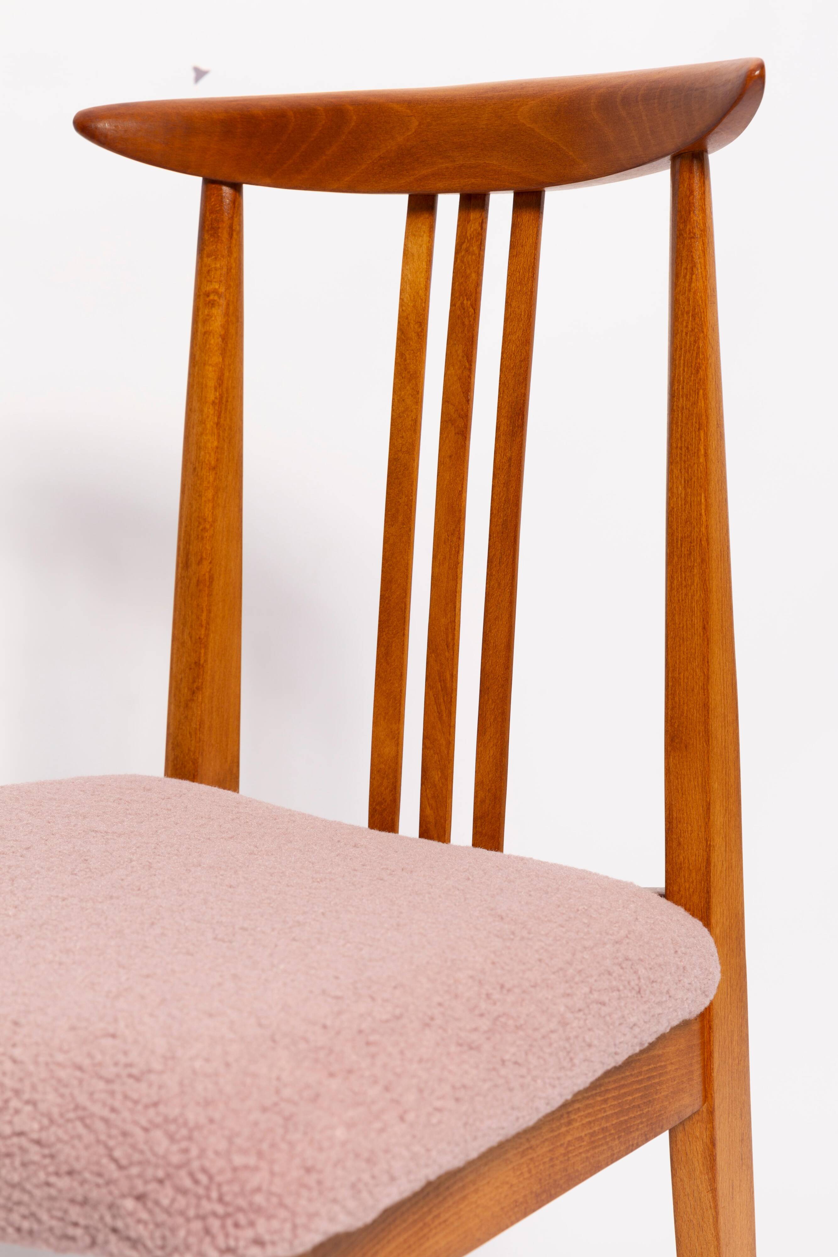 Powder pink boucle chair from the mid-century by M. Zielinski, Europe, 1960s.