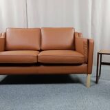 Borge Mogensen 2 seater cognac leather sofa model 2212 - newly reupholstered