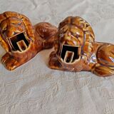 Pair of vintage lion ashtrays