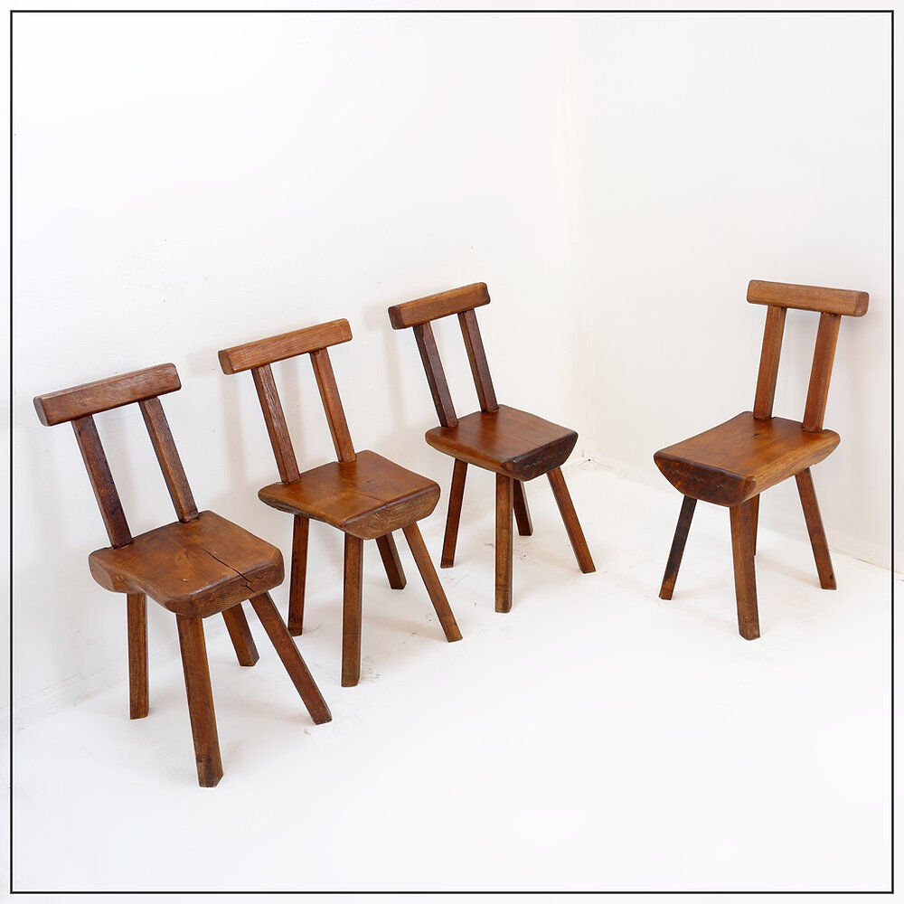 Set of 4 brutalist chairs by Mobichalet, Belgium 1950s/60s