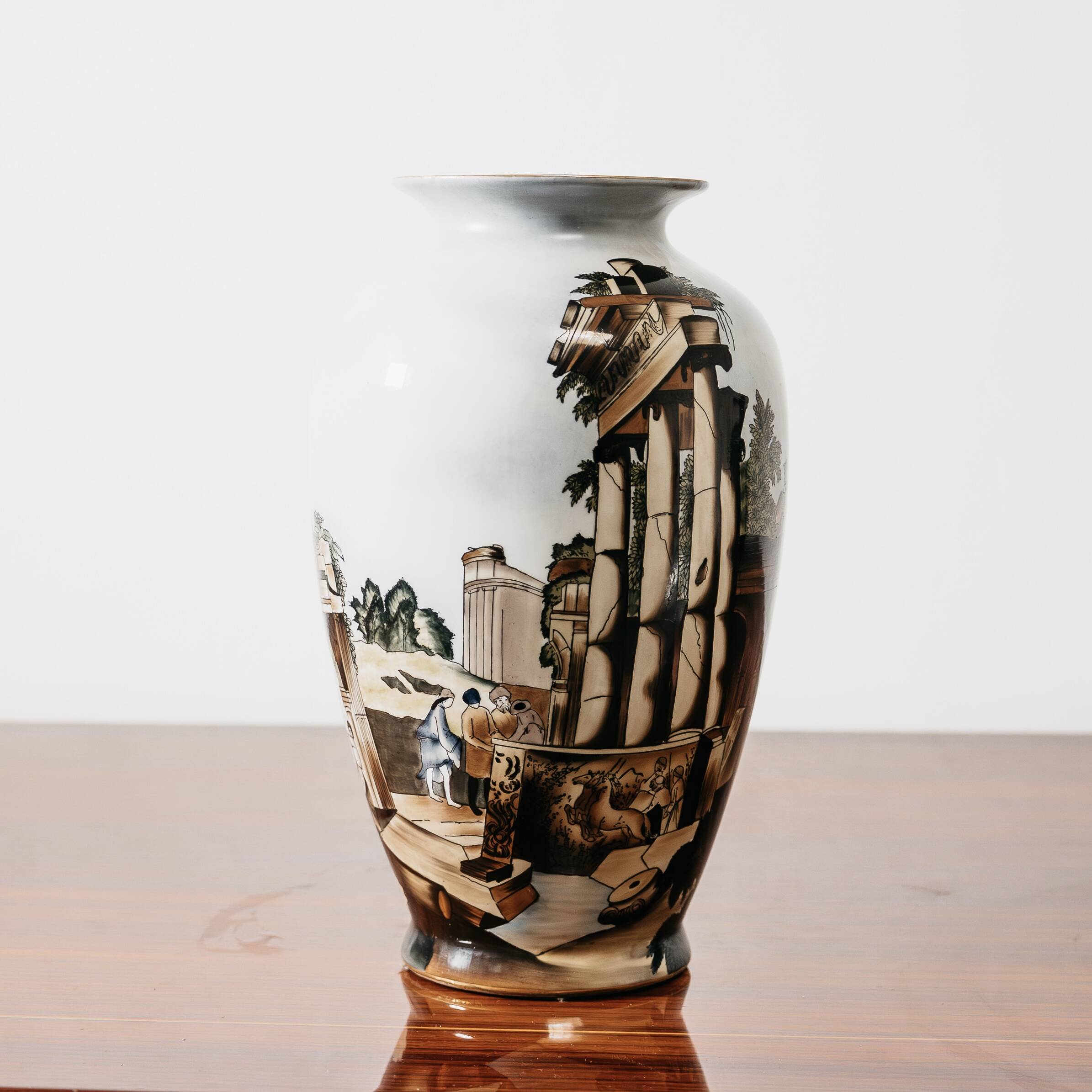 Vaso Ceramica Decoro Vecchia Faenza Rarissimo Anni ‘60 Design Art