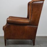 especially comfortable wingback chair made of sheepskin leather, stunning colors