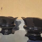 Pair of black earthenware planters