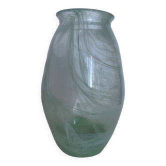 Green White Glass Vase