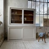 Library showcase ivory white sliding doors