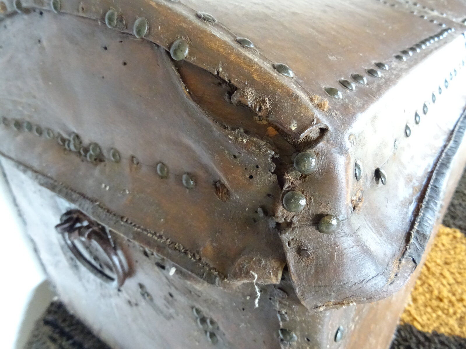 19th-century leather trunk