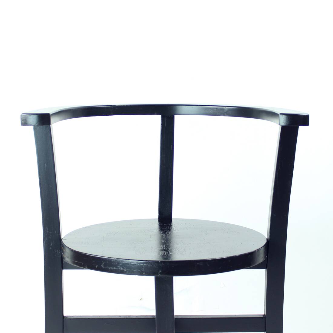 Set Of 4, Black Oak Dining Chairs, Czechoslovakia 1930s