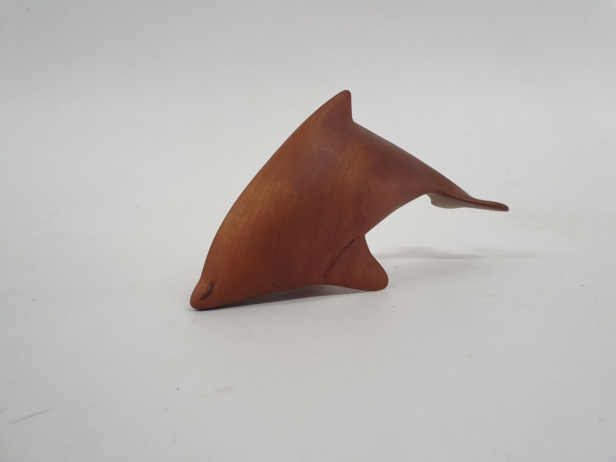 Scandinavian modern solid teak dolphin sculpture, 1950's