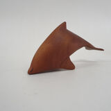 Scandinavian modern solid teak dolphin sculpture, 1950's