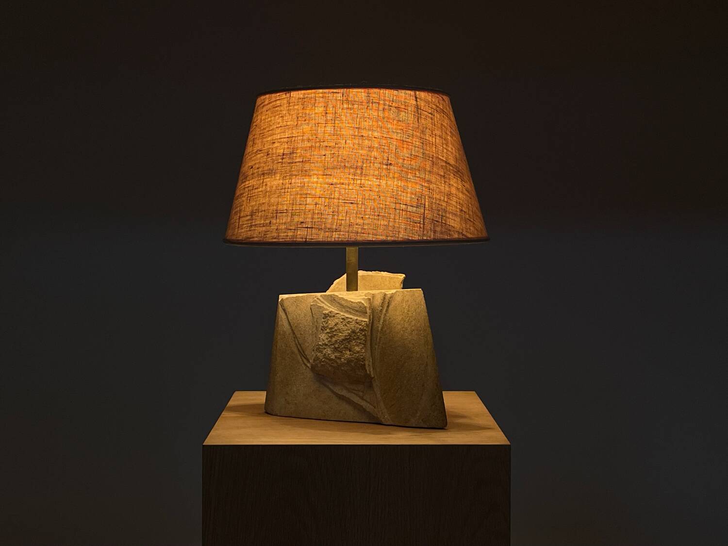 Sculpted stone lamp by Albert Tormos 1970