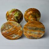 Pair of onyx and brass candle holders, Italy, 1980