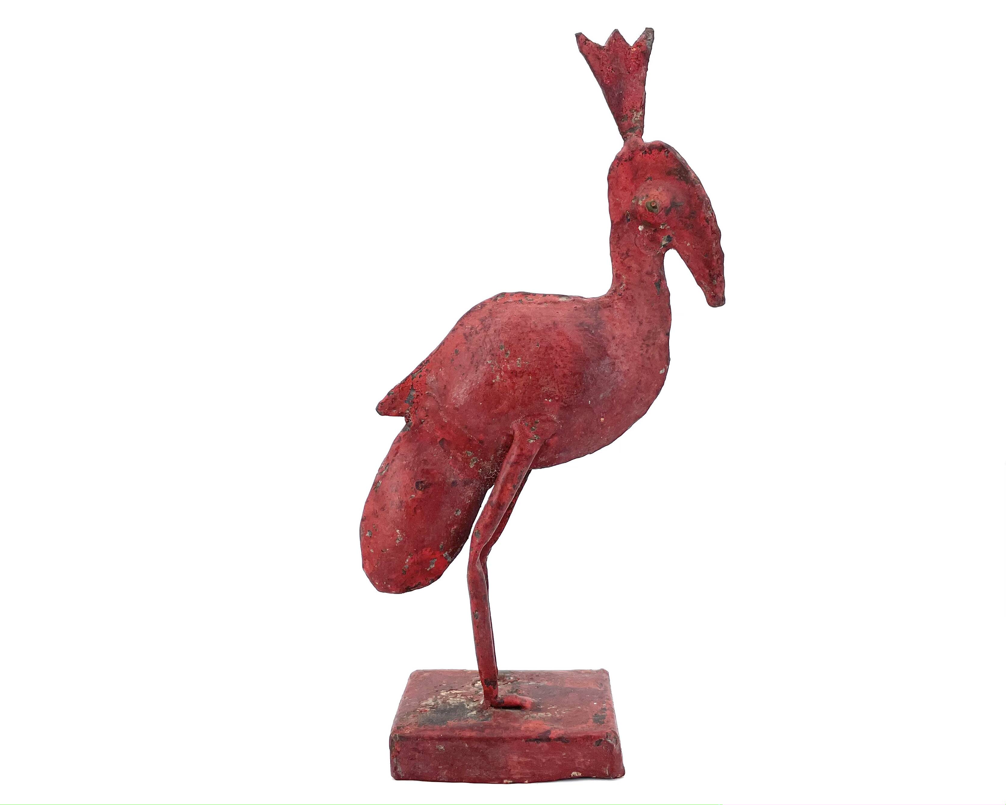 Exotic bird with red pink patina, 80s