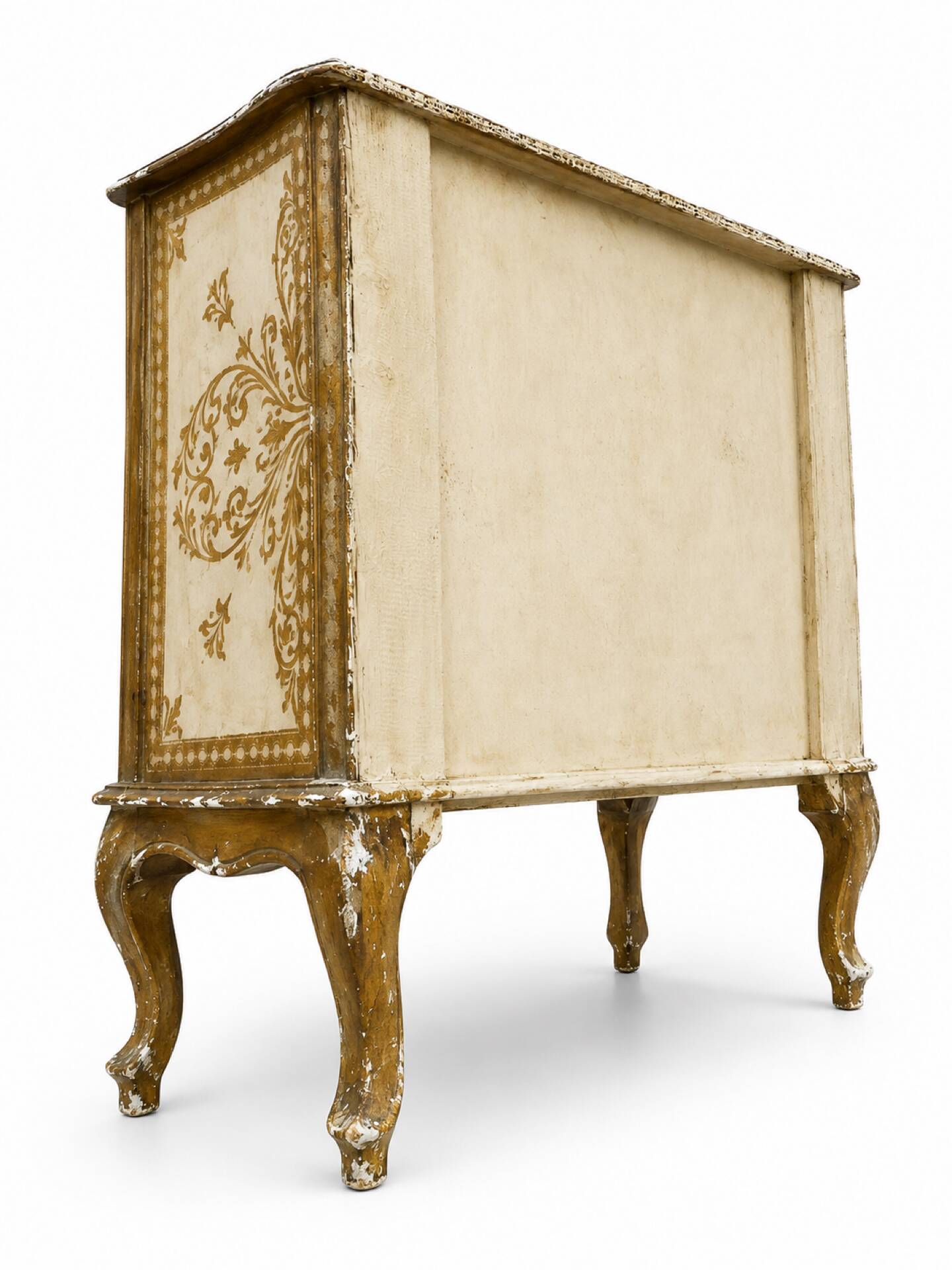Commode Arbalète 3 tiroirs bois doré style Renaissance Italienne