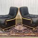 Pair of leather and beech armchairs from the 1970s.