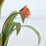 Pedestal table / Bouquet of flowers side table / Wrought iron roses 1960 vintage