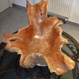 Sculptural wooden centrepiece, organic bowl, brutalist.