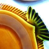 4 assiettes à poisson barbotine Sarreguemines vintage, assiettes vintage.