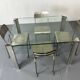 Mid Century Modern Regency Ghyczy Glass and Steel dining table or desk