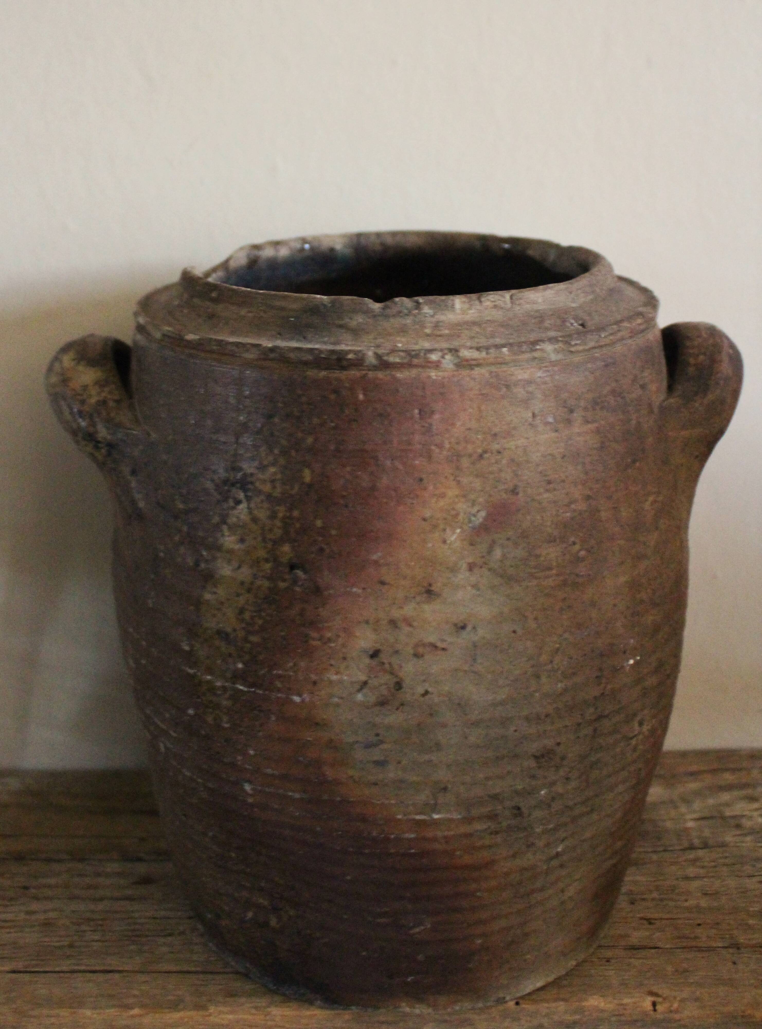 Vase Terracotta pot two handles handcrafted