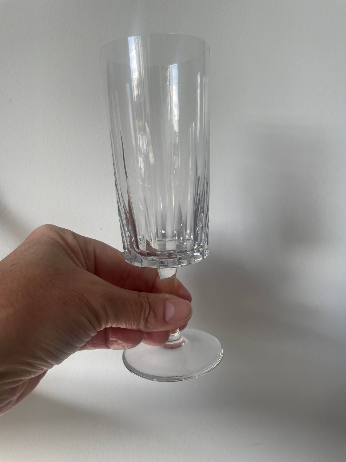 2 hollow crystal champagne glasses