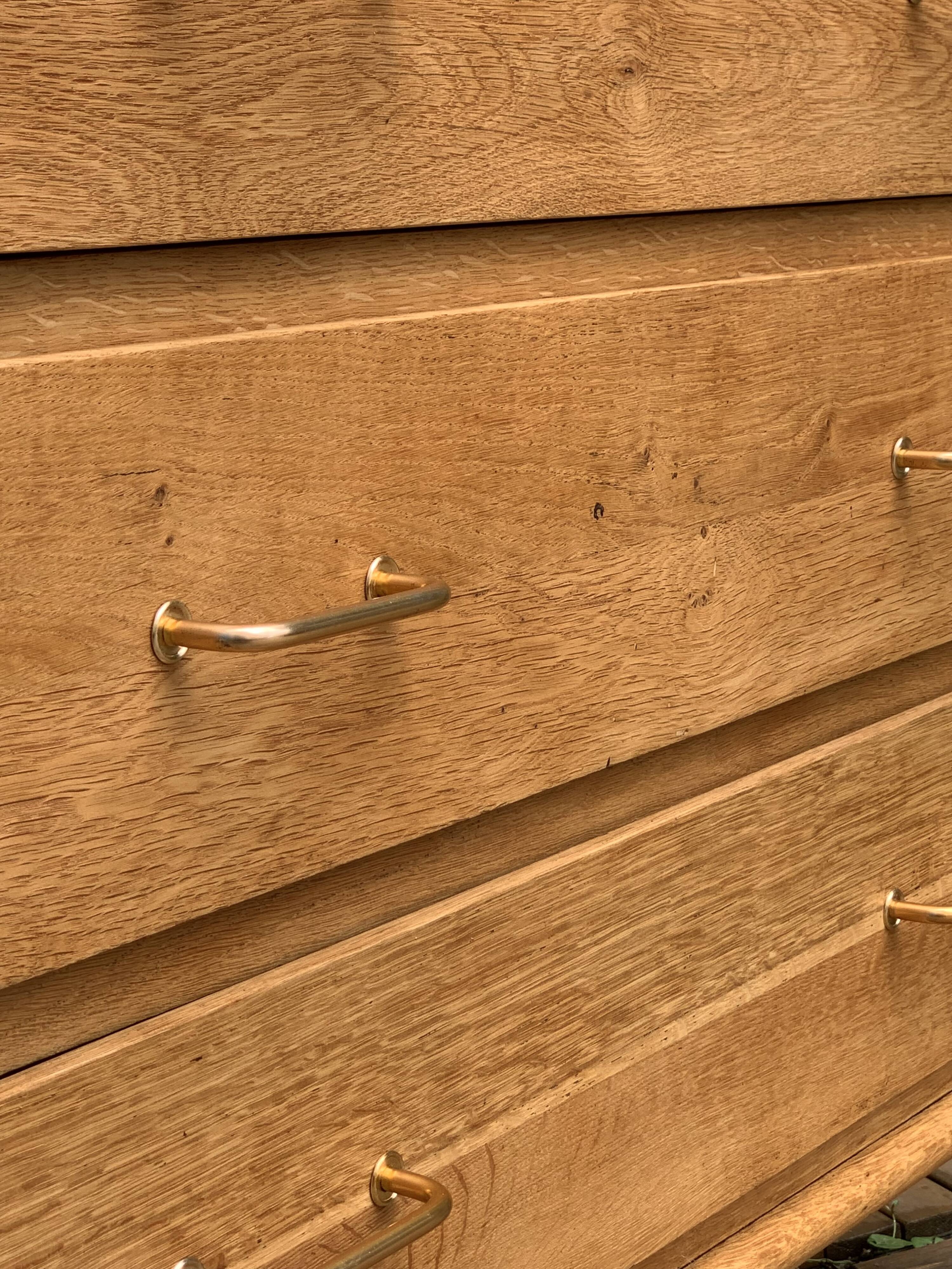 Commode pieds compas et chêne brut massif  1960