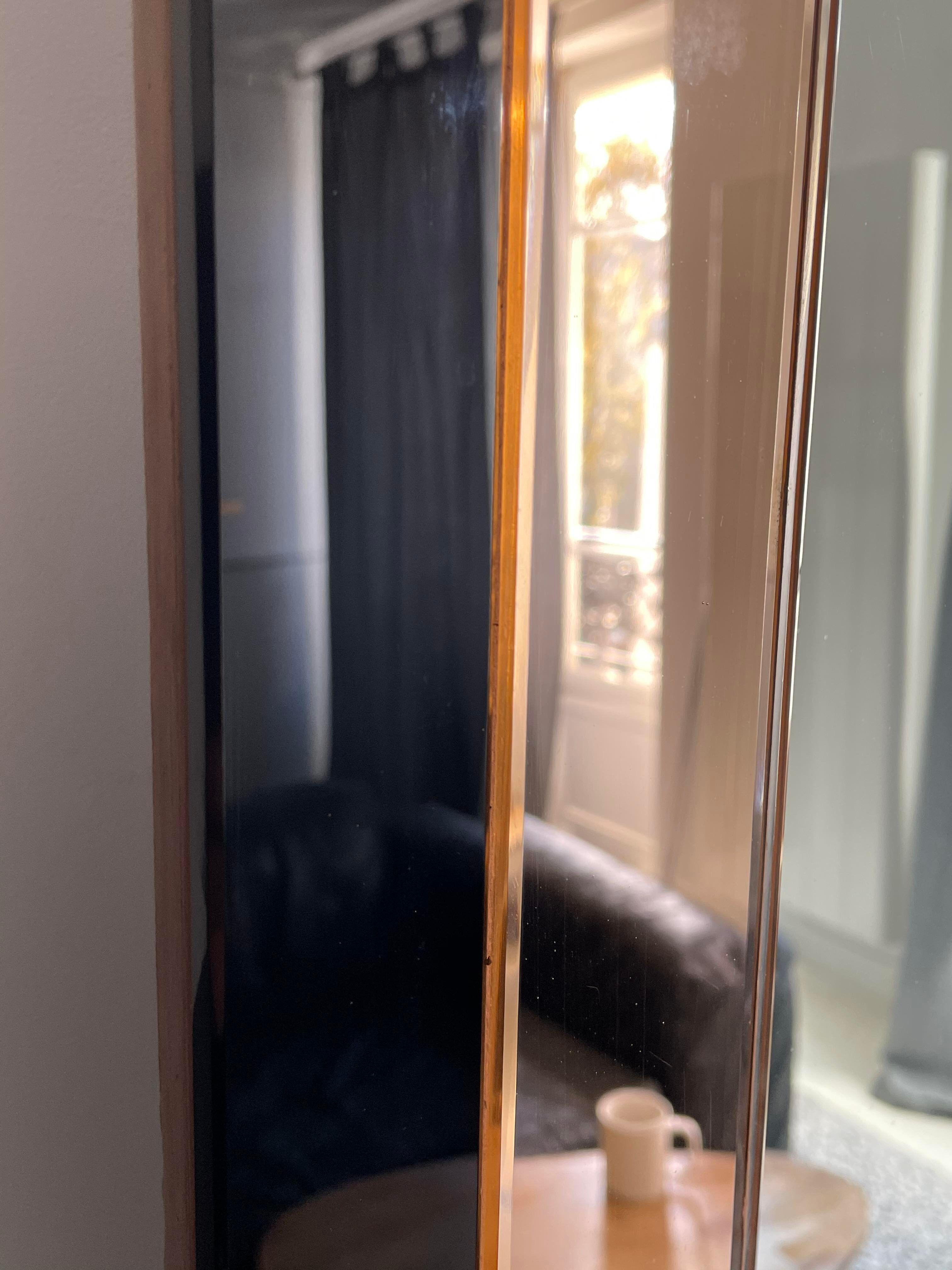 Art deco mirror, pink and black mirror pillar, France 1930