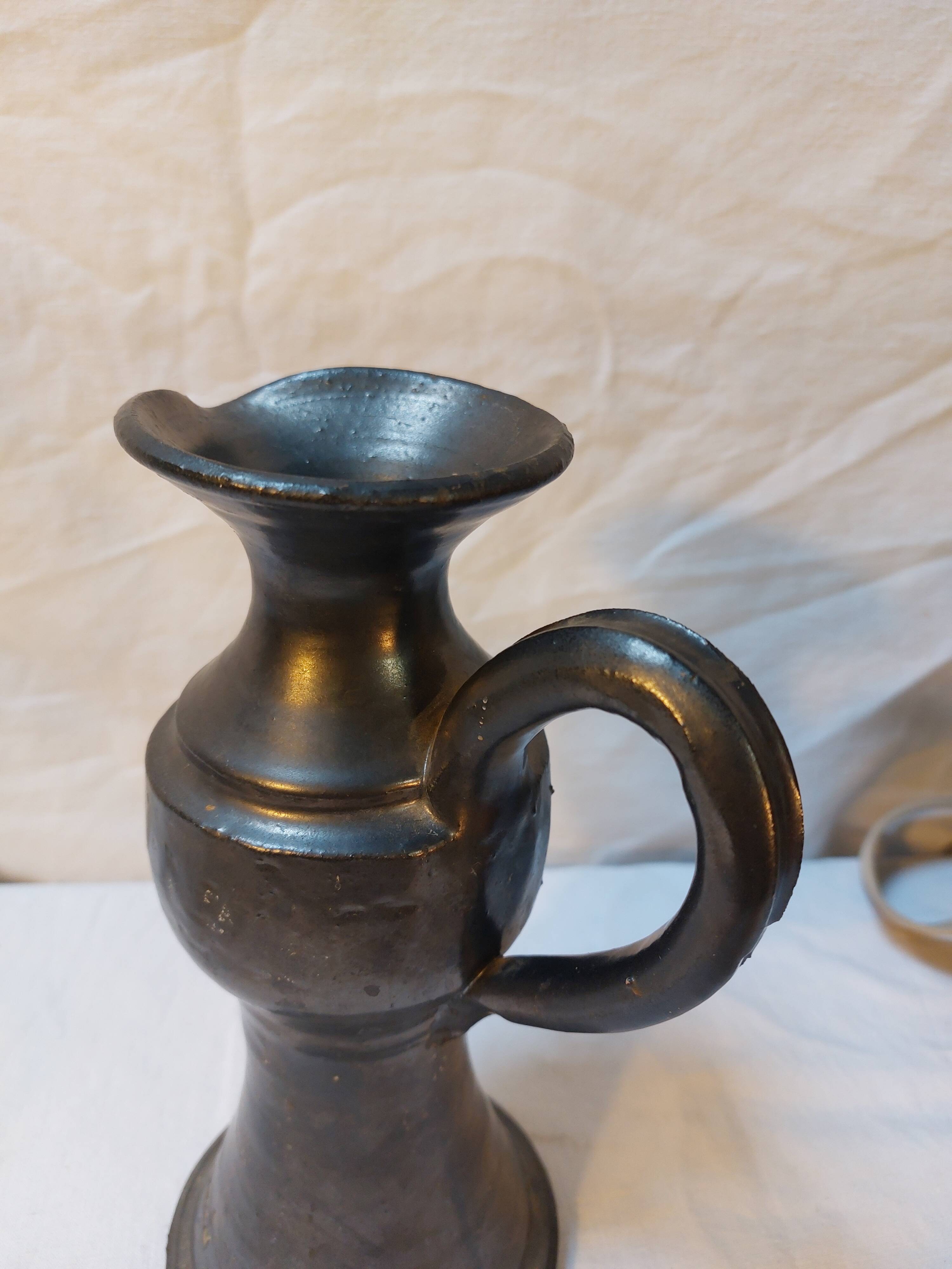 Glazed terracotta pitcher signed Jean Marais - Vallauris - Circa 1970
