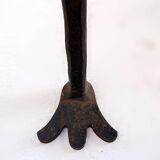 Curule armchair in wrought iron and leather