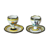 Set of 2 cockroaches on pedestal Henriot Quimper