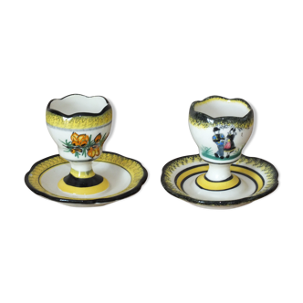 Set of 2 cockroaches on pedestal Henriot Quimper