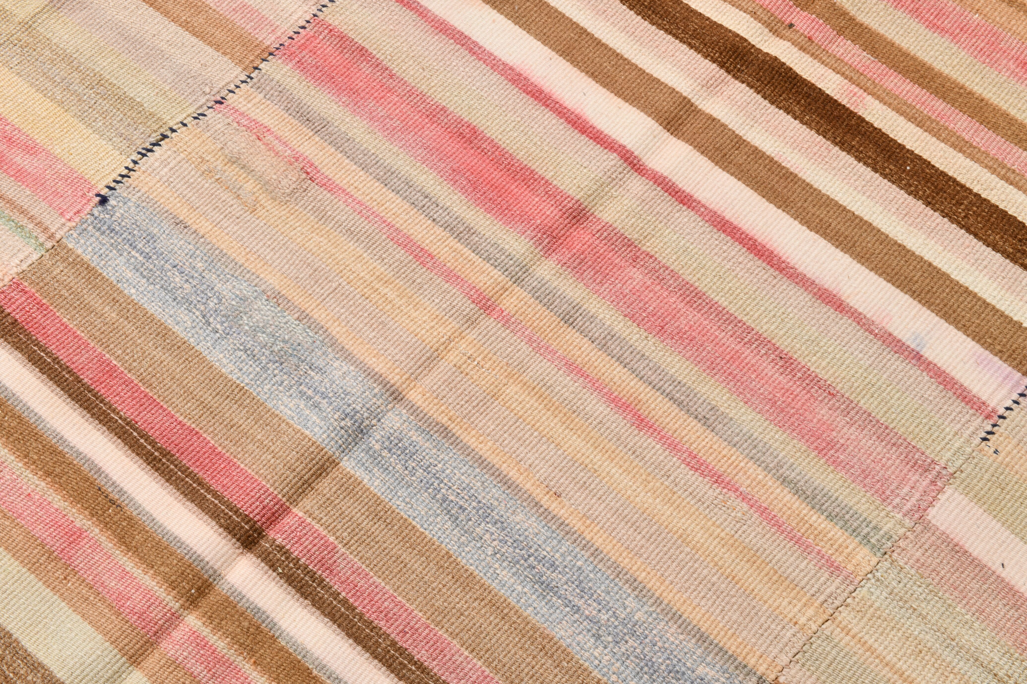 Striped wool kilim rug, 216x292 cm