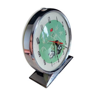 Reveil mecanique anime panda vintage 1970 alarm clock pendulum orologio no jazz