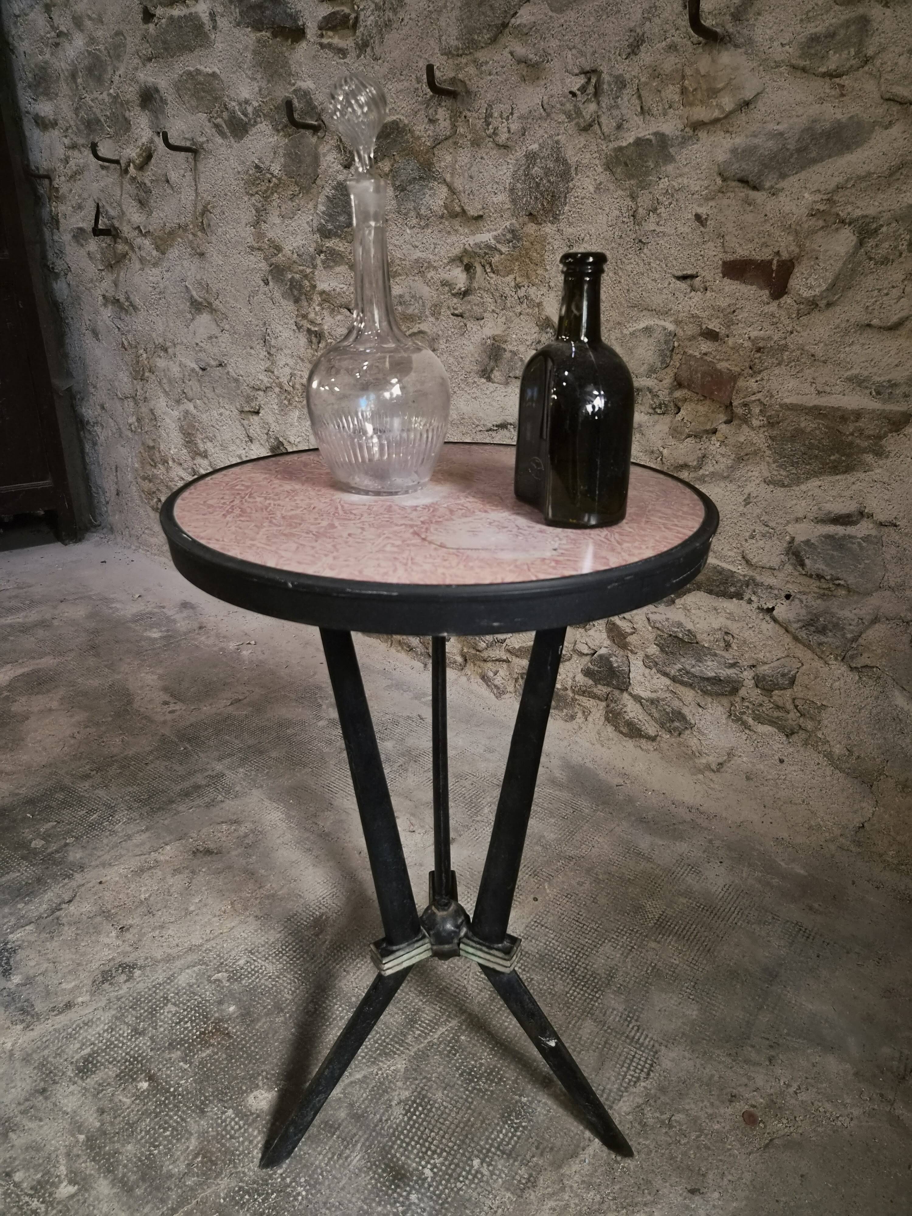 Table bistrot art déco française avec plateau Rex bakélite – c.1930–1940