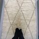 Handmade Moroccan Berber rug, cream and beige with diamonds 150x263cm
