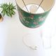 Marble and brass lamp, shade in flowery green fabric, 50s/60s