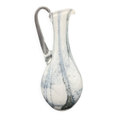 Vintage glass pitcher in white and grey, Murano style.