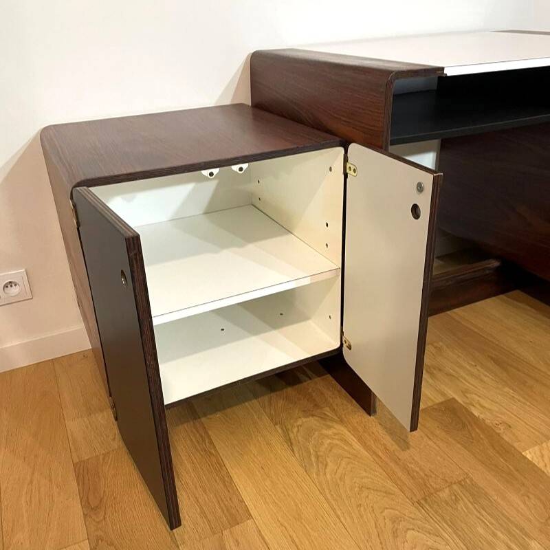 Space Age vintage 1970s desk in wood and black – PM