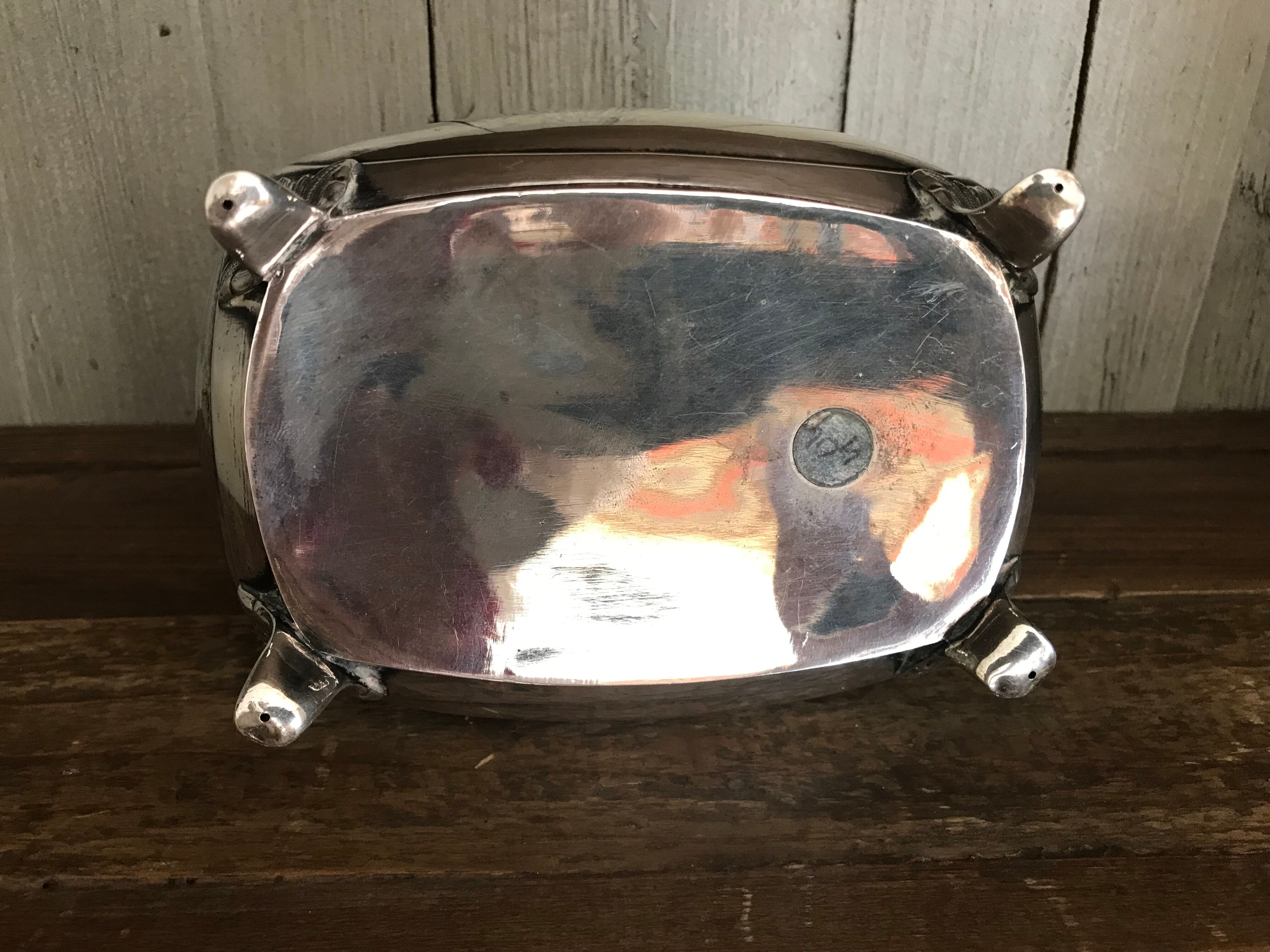 Antique jewelry box silver metal