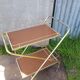 Ancient Dessert Table On Roulettes Golden Metal - Formica 70s Vintage