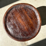 Brown solid wood stool hollow circular seat h:35cm d:30cm